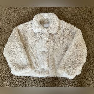 NWT! Beige Faux Fur Coat, Collar, Pockets, 1960’s Dolly/Mob Wife, Women’s XL